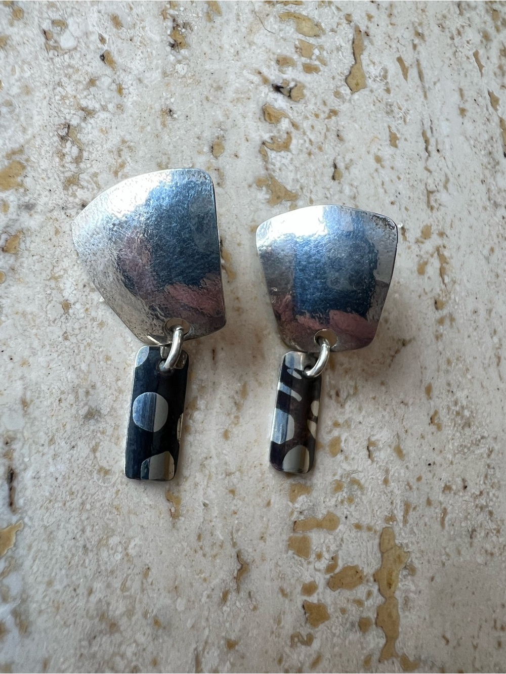 Gorgeous Sterling Silver Mokume Earrings Cheryl DeGroot PNW Local Artist
